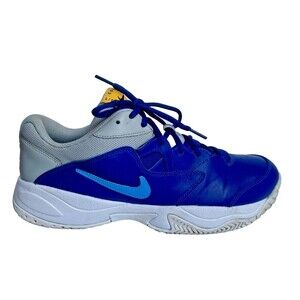 NIKE Court Lite 2 Tennis Shoe Mens Size 12.5 Royal Blue White Leather  Athletic